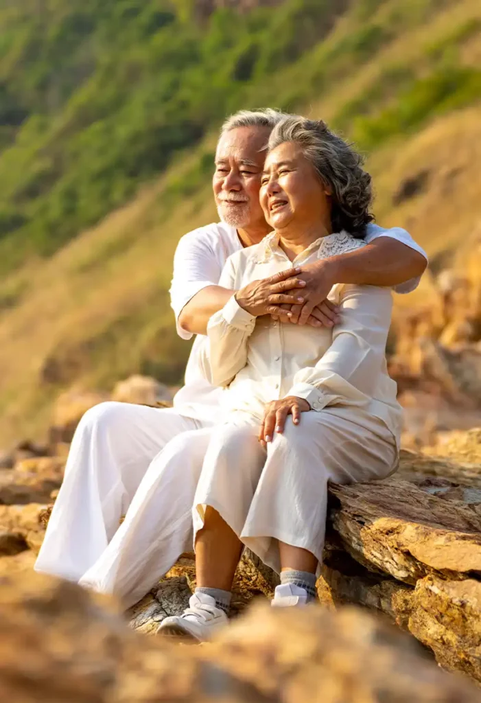 senior couple enjoy views on hiking trail wealth management faragi group retirement solutions llc new jersey deleware